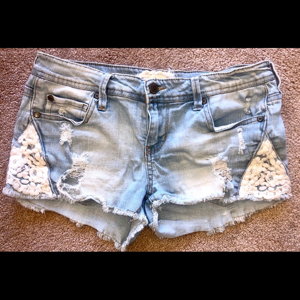 Altar’d State whitewash/fabric jean shorts